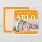 FOTO GEBOORTEAANKONDIGING hartvlek oranje botanisc Aankondiging (Voorkant / Achterkant)