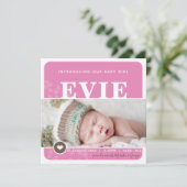 FOTO GEBOORTEAANKONDIGING hartvlek roze botanisch Aankondiging (Staand voorkant)