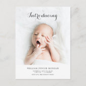 Foto geboorteaankondiging introductie pasgeboren B Briefkaart (Voorkant)