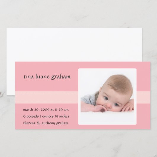 Foto geboorteaankondiging (meisje) aankondiging (Voorkant / Achterkant)