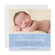 FOTO GEBOORTEAANKONDIGING mooi script type blauw