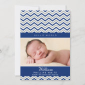 FOTO GEBOORTEAANKONDIGING sweet chevron royal blue Aankondiging (Voorkant)