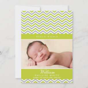 FOTO GEBOORTEAANKONDIGING zoete chevron lime groen Aankondiging