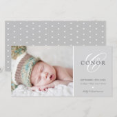 FOTO GEBOORTEAANKONDIGING zoete nieuwe baby grijs Aankondiging (Voorkant / Achterkant)