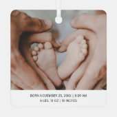 Foto geboortedatum baby's eerste kerstmis metalen ornament (Achterkant)