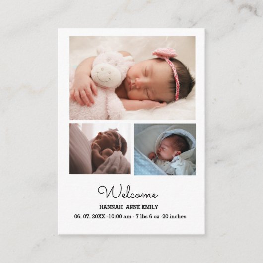 Foto Geboortedatum: Verkenningskaart | Nieuwe baby Informatiekaartje (Voorkant)