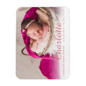 Foto geboortekaartje meisje naam script magneet (Verticaal)