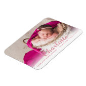 Foto geboortekaartje meisje naam script magneet (Linkerzijde)