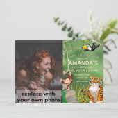 Foto Geboren als Wild Birthday Oerwoud Animals Kaart (Staand voorkant)