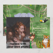 Foto Geboren als Wild Birthday Oerwoud Animals Kaart (Voorkant / Achterkant)