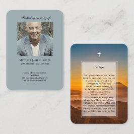 Foto gedenkteken Ik ben vrij gebed met kruis kaart Visitekaartje