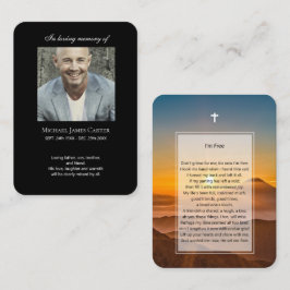 Foto gedenkteken Ik ben vrij gebed met kruis kaart Visitekaartje