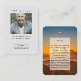 Foto gedenkteken Ik ben vrij gebed met kruis kaart Visitekaartje