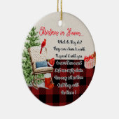 Foto gedicht hield van één kerst keramisch ornament (Rechts)