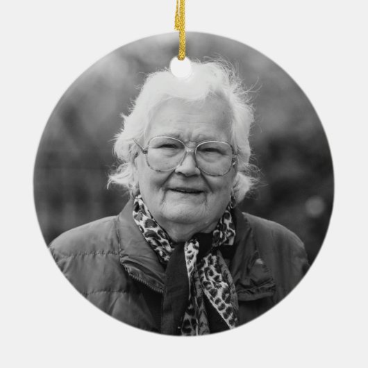 Foto gedicht hield van één kerst keramisch ornament (Achterkant)