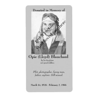 Foto gedoneerd in het geheugen van Bookplate .. Etiket