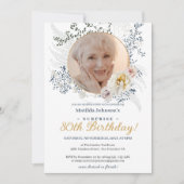 Foto Geel Bloemen Verrassing 80ste Verjaardag Part Kaart (Voorkant)