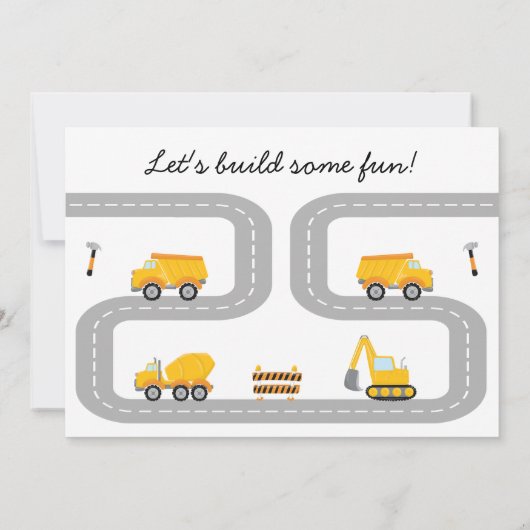 Foto Geel Bouw Leuke Bouw 1e Verjaardag Kaart (Achterkant)
