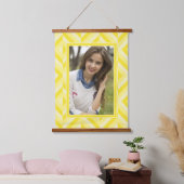 Foto Geel Drietonige Diamant Patroon Hangend Wandkleed (Slaapkamer)