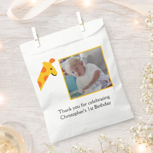 Foto Geel Sinaasappel 1e verjaardag Favor Bag Bedankzakje (Geknipt)