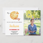 Foto geel Sinaasappel wit rood pizza verjaardag Kaart (Voorkant)