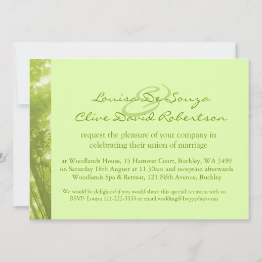 Foto-geest van de bomen pagan bruiloft nodigen kaart (Achterkant)