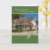 Foto Gefeliciteerd met New Home, Green, Ribbon Kaart (Gele Bloem)