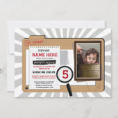 Foto Geheim Agent Verjaardag Detective Uitnodigen Kaart (Voorkant)