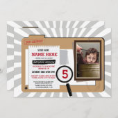 Foto Geheim Agent Verjaardag Detective Uitnodigen Kaart (Voorkant / Achterkant)