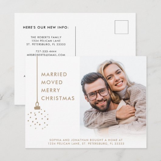 Foto gehuwde kerst met Merry Feestdagenkaart (Voorkant / Achterkant)