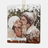 Foto gehuwde Passen getrouwd kerstfeestdag Keramisch Ornament (Links)