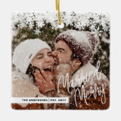 Foto gehuwde Passen getrouwd kerstfeestdag Keramisch Ornament (Voorkant)