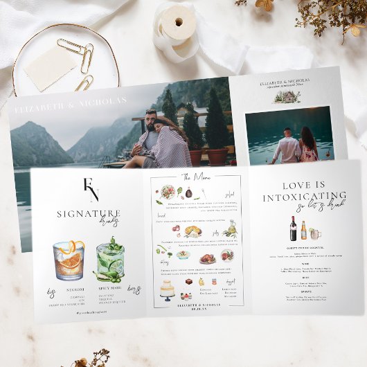 Foto & geïllustreerd menu Cocktails Tafelnummer