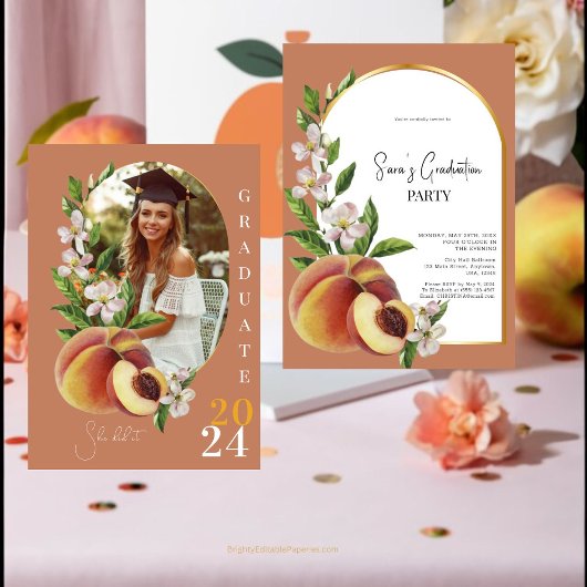 Foto  geïnspireerd esthetisch perzik Afstuderen Kaart