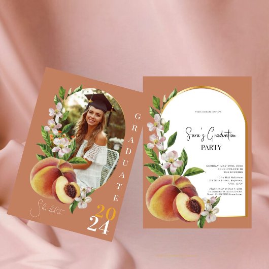 Foto  geïnspireerd esthetisch perzik Afstuderen Kaart