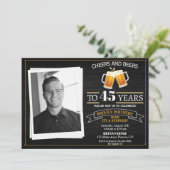 Foto gejuich en bieruitnodiging Adult man party Kaart (Staand voorkant)