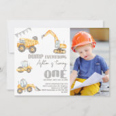 Foto Gele Dump Bouw 1e Verjaardag Kaart (Voorkant)