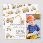 Foto Gele Dump Bouw 1e Verjaardag Kaart (Voorkant / Achterkant)