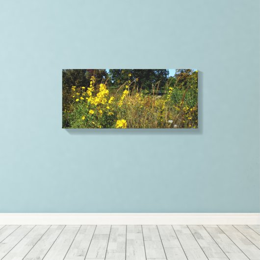 Foto Gele Meadow Flowers Canvas Afdruk (Insitu (Houten vloer))