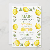 Foto Gele Meisjes Onze Main Squeeze 1e verjaardag Kaart (Voorkant)
