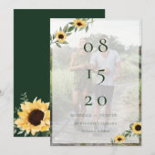 Foto Gele Waterverf Zonnebloemen & Wildbloem Foto Save The Date (Voorkant / Achterkant)