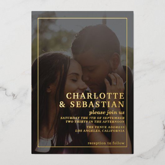 Foto Gelieve mee te doen met Wedding Persoonlijk Folie Uitnodiging (Voorkant)