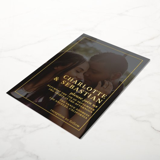 Foto Gelieve mee te doen met Wedding Persoonlijk Folie Uitnodiging (Gedraaid)