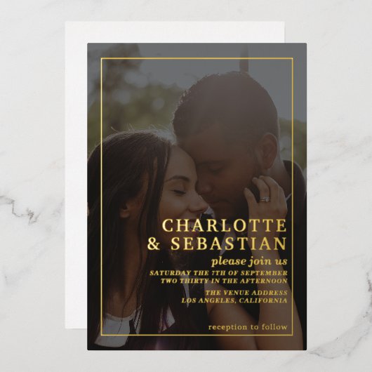 Foto Gelieve mee te doen met Wedding Persoonlijk Folie Uitnodiging (Voorkant / Achterkant)