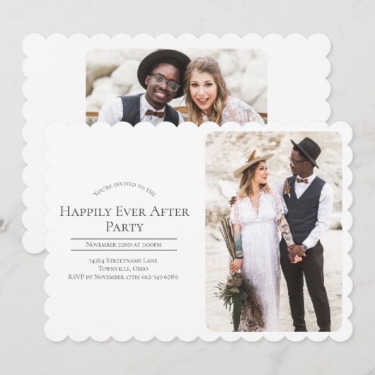 Foto gelukkig ooit na huwelijksreceptie kaart (Voorkant / Achterkant)