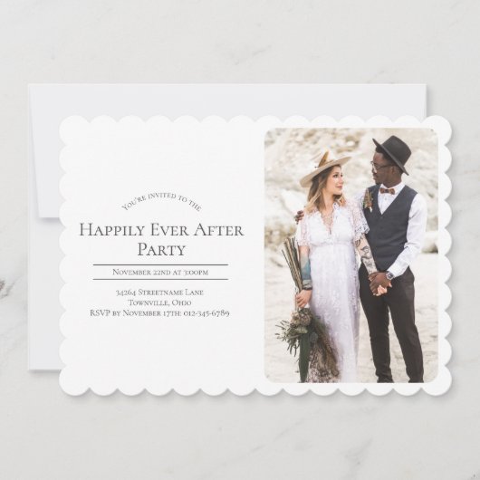 Foto gelukkig ooit na huwelijksreceptie kaart (Voorkant)