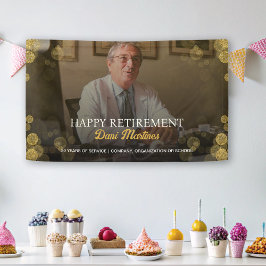Foto Gelukkig Pensioenfeest Gouden Confetti Spandoek