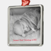 Foto Genderneutrale rode baby's, eerste Kerstmis Metalen Ornament (Links)