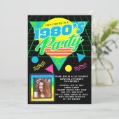 Foto Geometric 1980s Retro 80s Birthday Party Kaart (Staand voorkant)