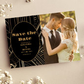 Foto Geometrische Art Deco bruiloft Save The Date